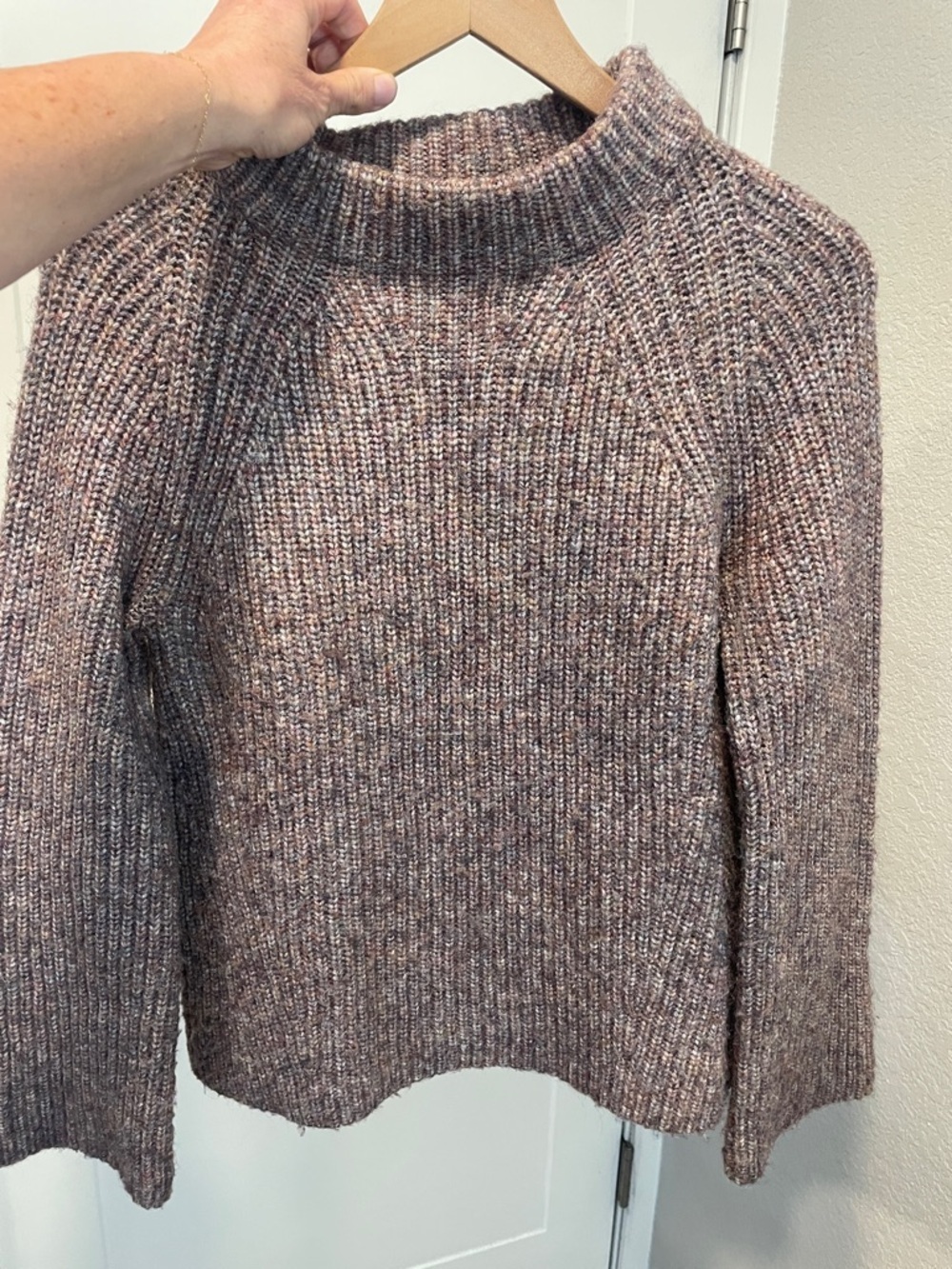 Ann Taylor Purple Marled Knit Sweater S Mock Neck Soft Textured Cozy Fall Winter - Picture 6 of 6